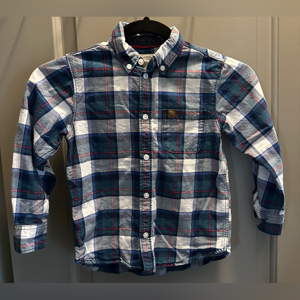 LOGG from H&M Size 5/6 Plaid Button Down Cotton Shirt Pre-owned